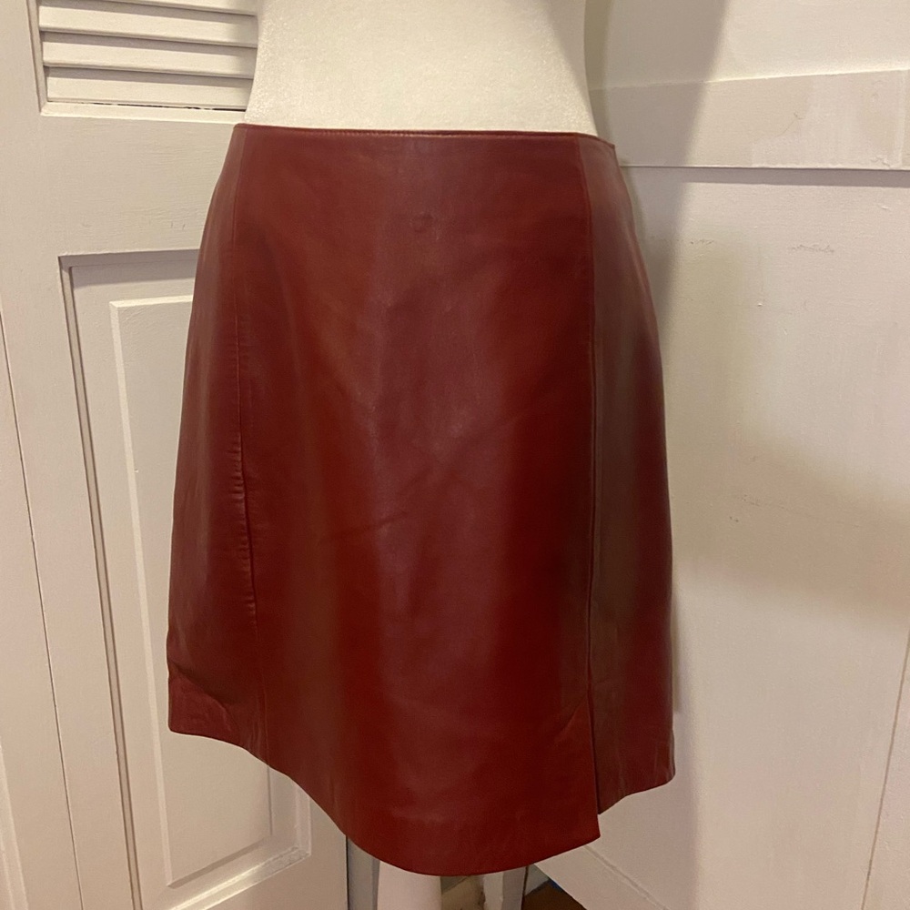 Siena Studio Leather Burgundy Pencil Skirt - Picture 8 of 10